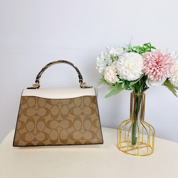 Coach C1325 Pepper Satchel In Signature Canvas IN Light Khaki Chalk Multi - Picture 3 of 7